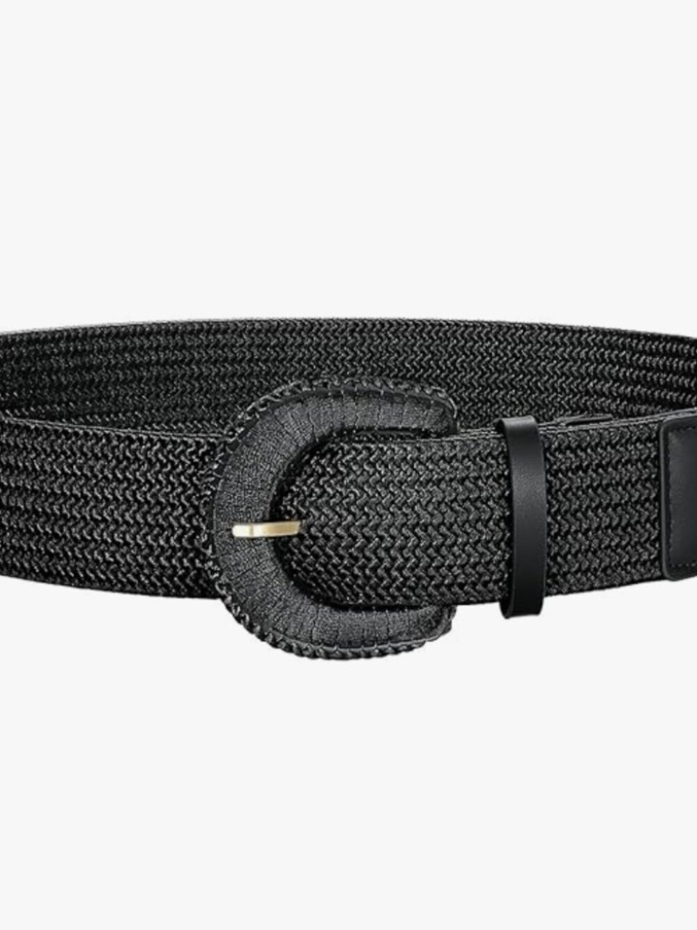 NWT Wide Elastic Boho Belt Rope Woven Belt Black Stretch Braided Waist M